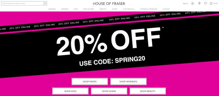 house of fraser discount code