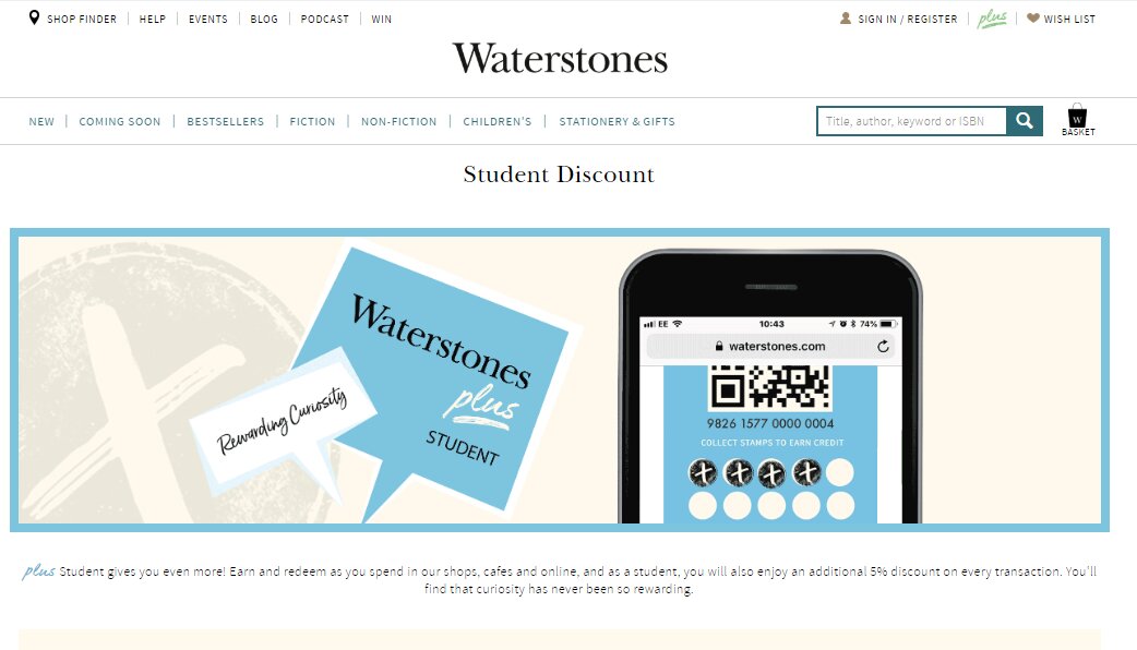 waterstones student card