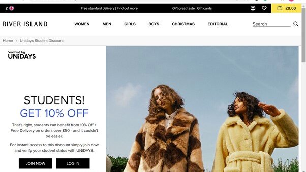 river island student discount