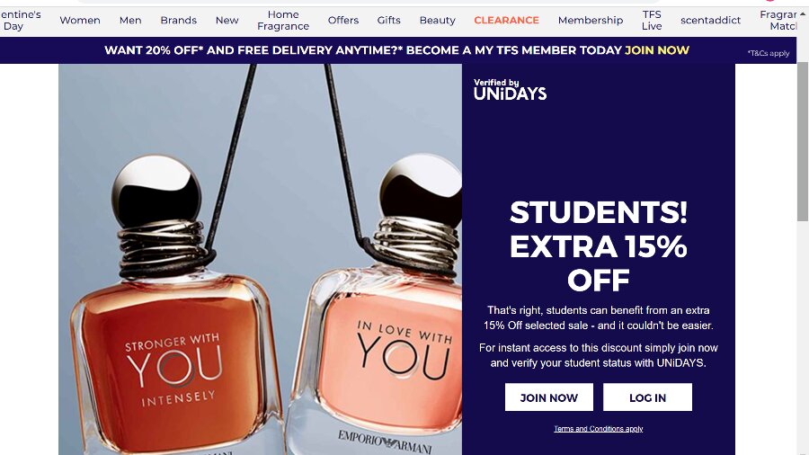 The Fragrance Shop student discount 