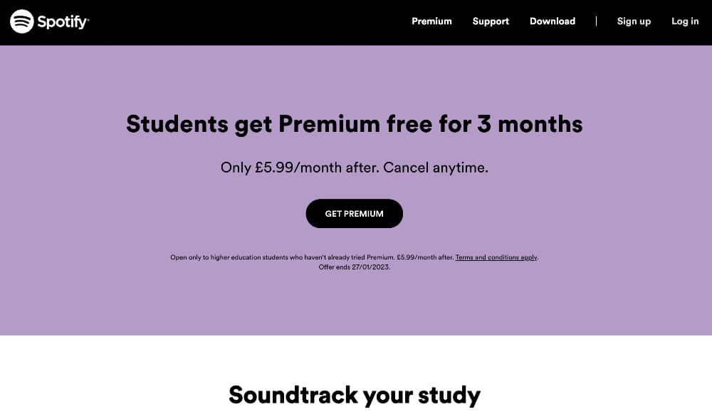 Check out a Spotify student discount offer today. 